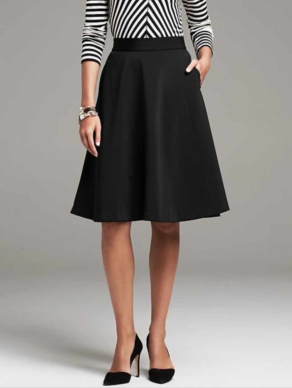 Banana Republic Scuba-Bonded Flared Midi Skirt,S.10. R7